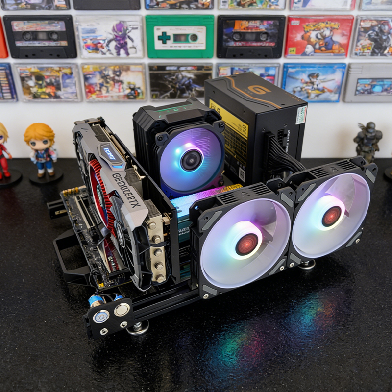 开放式电脑机箱DIY铝框架台式机箱游戏主机新潮新品RGB灯效机箱WS