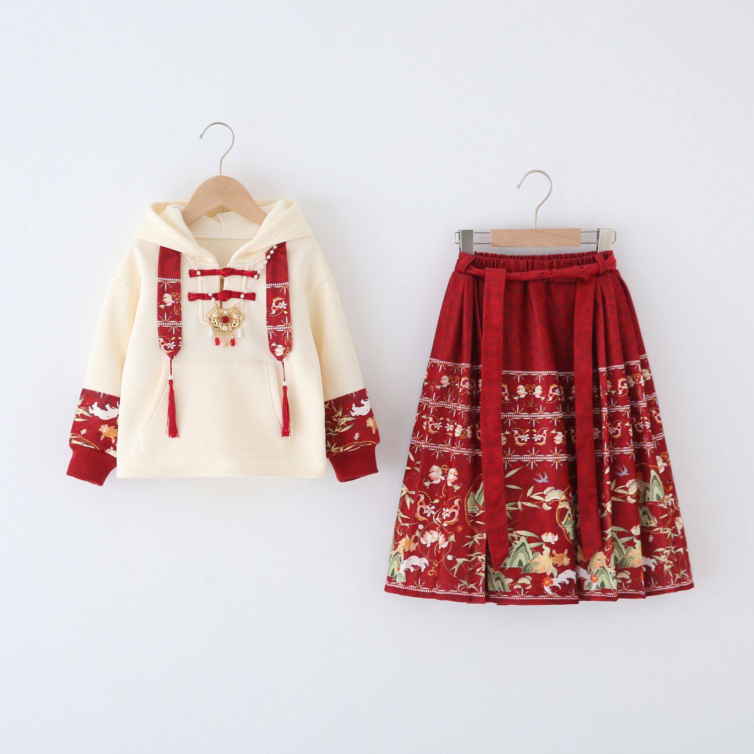ABC马面裙女童一体绒卫衣套装公主裙汉服新中式儿童喜庆男宝宝拜,童装/婴儿装/亲子装,唐装,淘宝优惠券,粉丝福利购,淘宝优惠卷