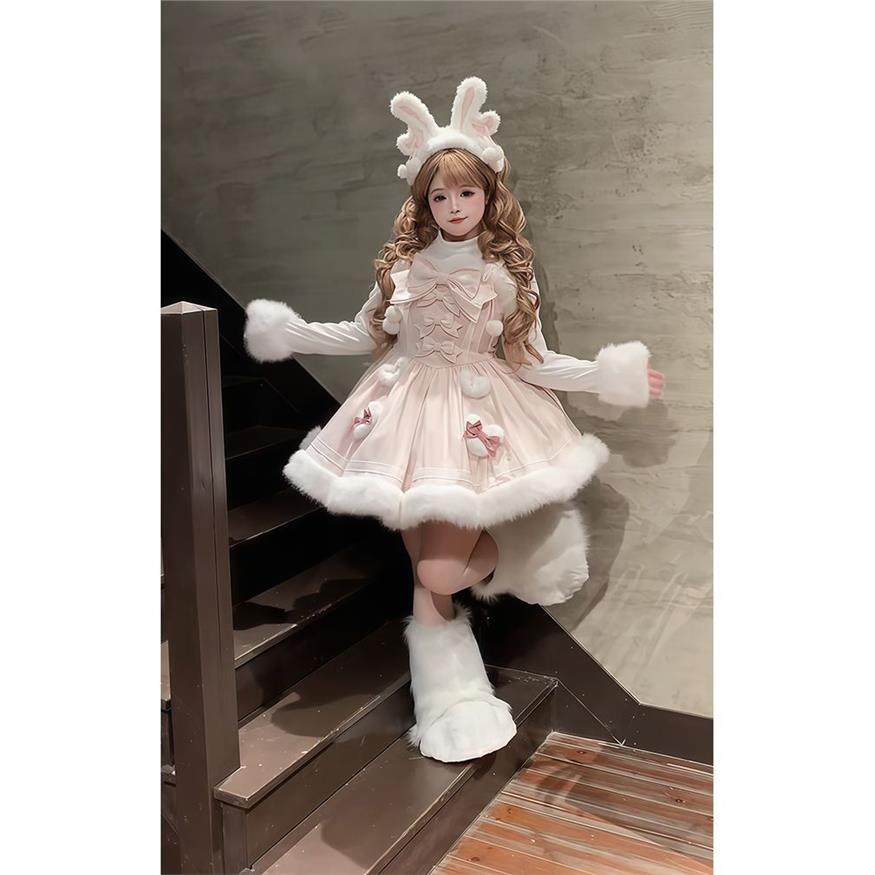 ABC甜梦小兔 冬季白月光氛围感温柔毛绒斗篷lolita连衣裙甜美风套,女装/女士精品,时尚套装,淘宝优惠券,粉丝福利购,淘宝优惠卷