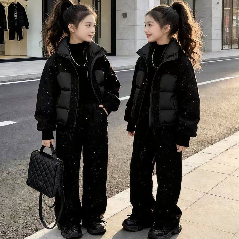 ABC2025女童新款儿童秋冬季韩系时尚棉服满天星加绒休闲裤两件套,童装/婴儿装/亲子装,儿童运动套装,淘宝优惠券,粉丝福利购,淘宝优惠卷