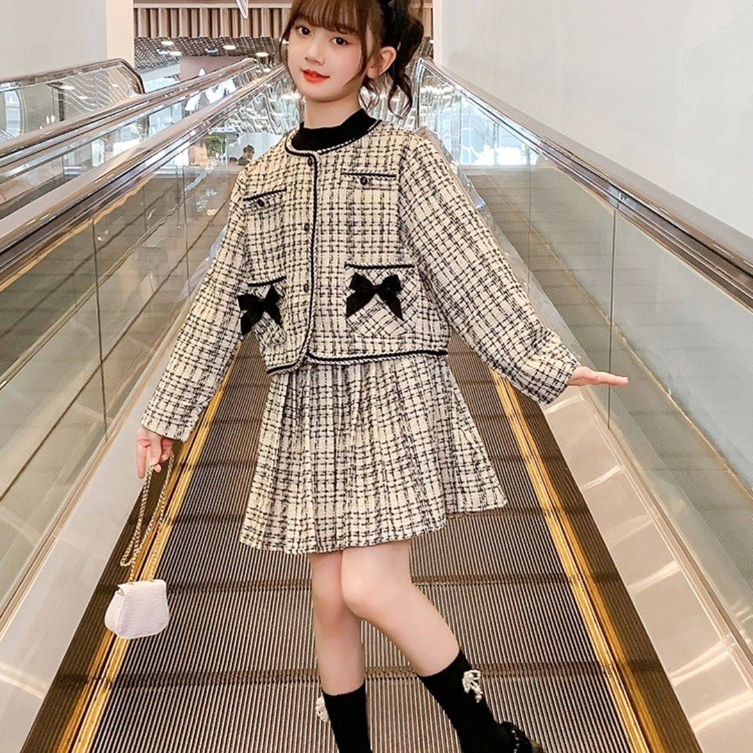 ABC女童百褶裙套装2025儿童时尚小香风上衣外套小女孩公主短裙两,童装/婴儿装/亲子装,儿童运动套装,淘宝优惠券,粉丝福利购,淘宝优惠卷