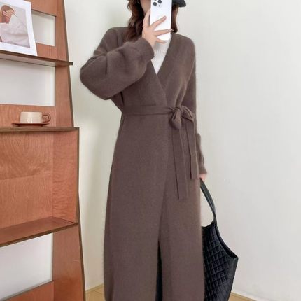 毛衣外套女2024新款秋冬中长款休闲宽松针织衫开衫高级感加厚外搭