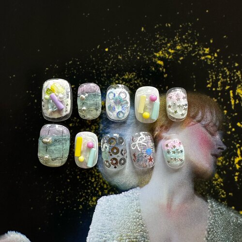 甜心糖果纯手工穿戴甲小清新美甲