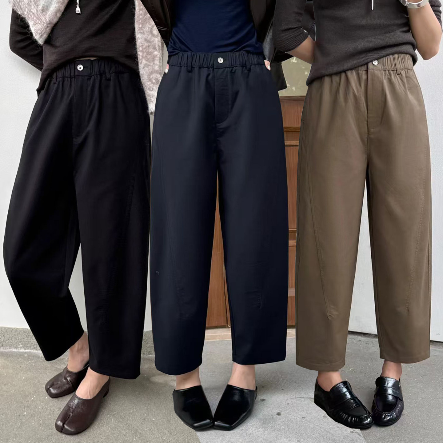 秋高腰休闲九分小脚哈伦裤女大码