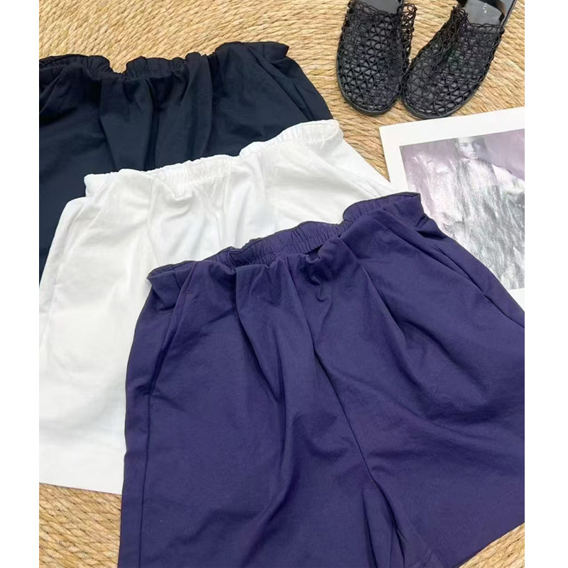 简谜夏季新款大码休闲短裤女花苞腰头白色3分女裤 哈伦裤头SS2568