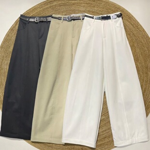 2026春季新款休闲气球裤女通勤简约直筒裤高腰阔腿裤自由鱼26006