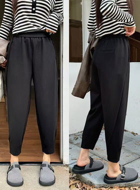 桐桐佳秋冬厚料九分小脚萝卜裤女高腰宽松显瘦小个子哈伦裤86099