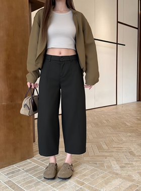 桐桐佳~春季新款弹力8分休闲奶奶裤女时尚宽松垮裤花苞裤子86093