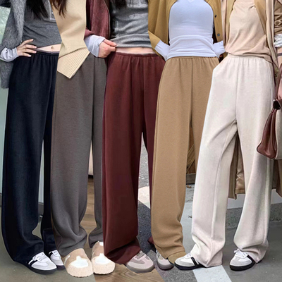 松紧腰休闲简谜长裤阔腿裤