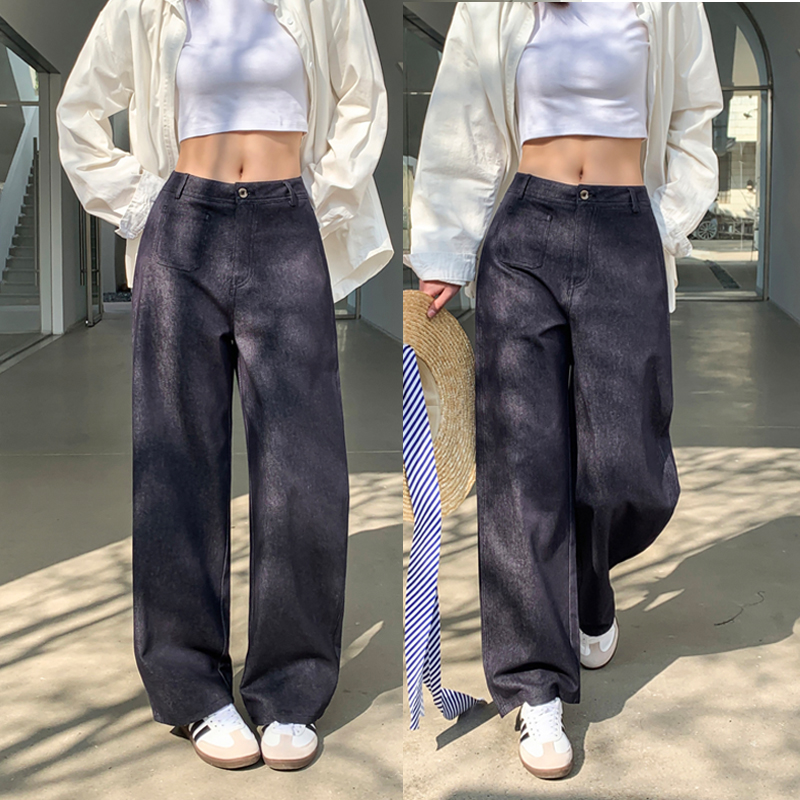 春季丹宁蓝常规牛仔女士弯刀裤