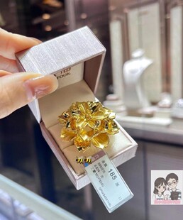 一对一！六福珠宝花开富贵999黄金戒指 足金黄金花婚庆推荐 计价