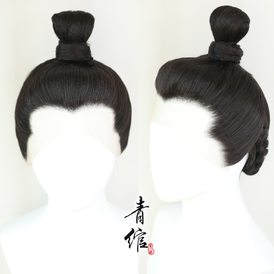 taobao agent Green 绾 costume wig hair road long hairstyle with Han clothing in front of the Han clothes, a lace hair set Tang Minghuang Li Longji