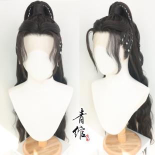 古风假发男长发少年高马尾古装汉服cos仙侠三尖手勾造型全头套