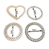 4cm5cm带钻爱心圆形装 饰腰带扣 日字带钻三档扣衣角围巾打结扣