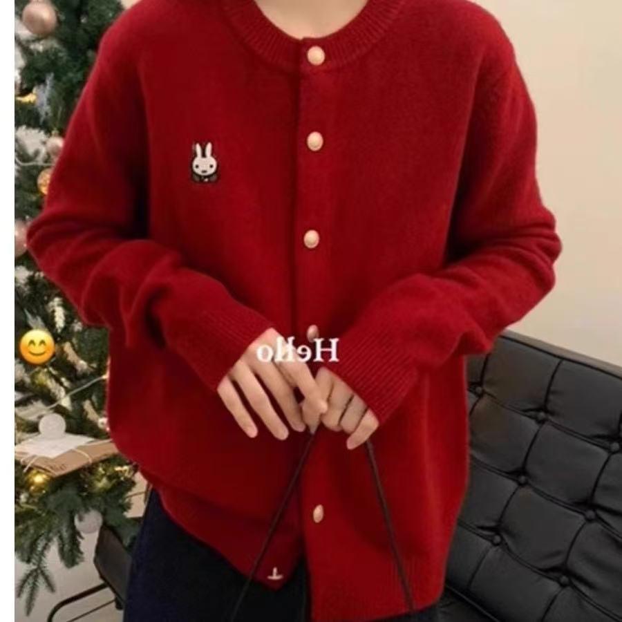 特大码300斤刺绣开衫毛衣外套女