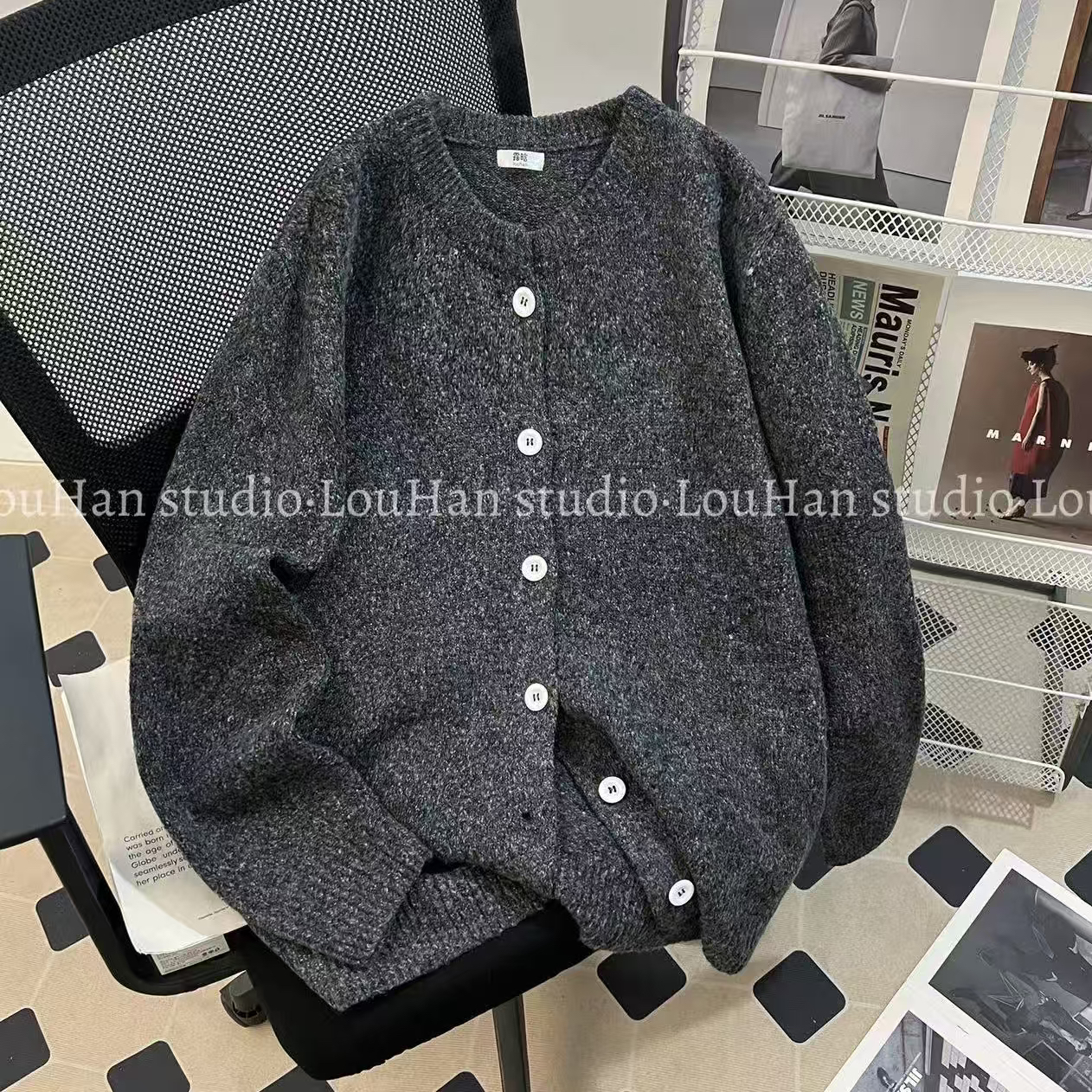 胖mm特大码300斤复古老钱风针织开衫女秋冬宽松休闲慵懒毛衣外套