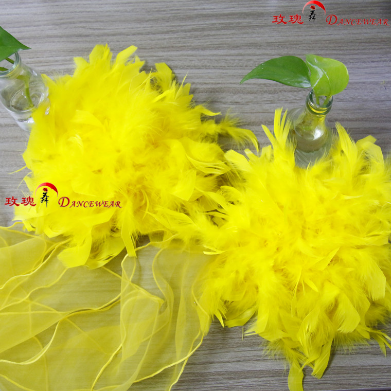 新款羽毛黄色百搭手腕摩登舞