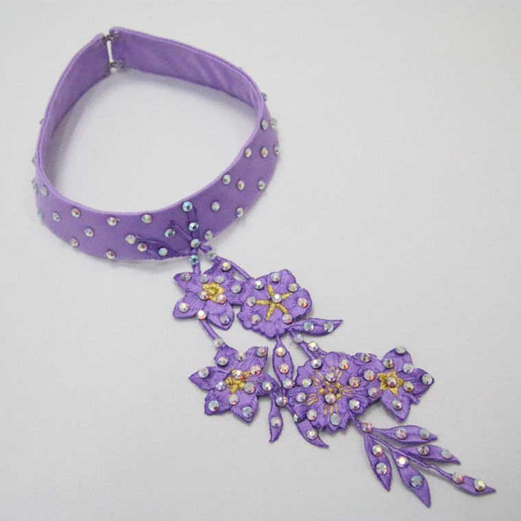 玫瑰舞99紫罗兰花交谊舞颈饰配饰 华尔兹浅紫颈饰配饰 拉丁舞颈饰