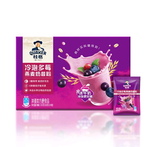 包邮山姆代购 桂格冷泡多莓燕麦奶昔粉720g