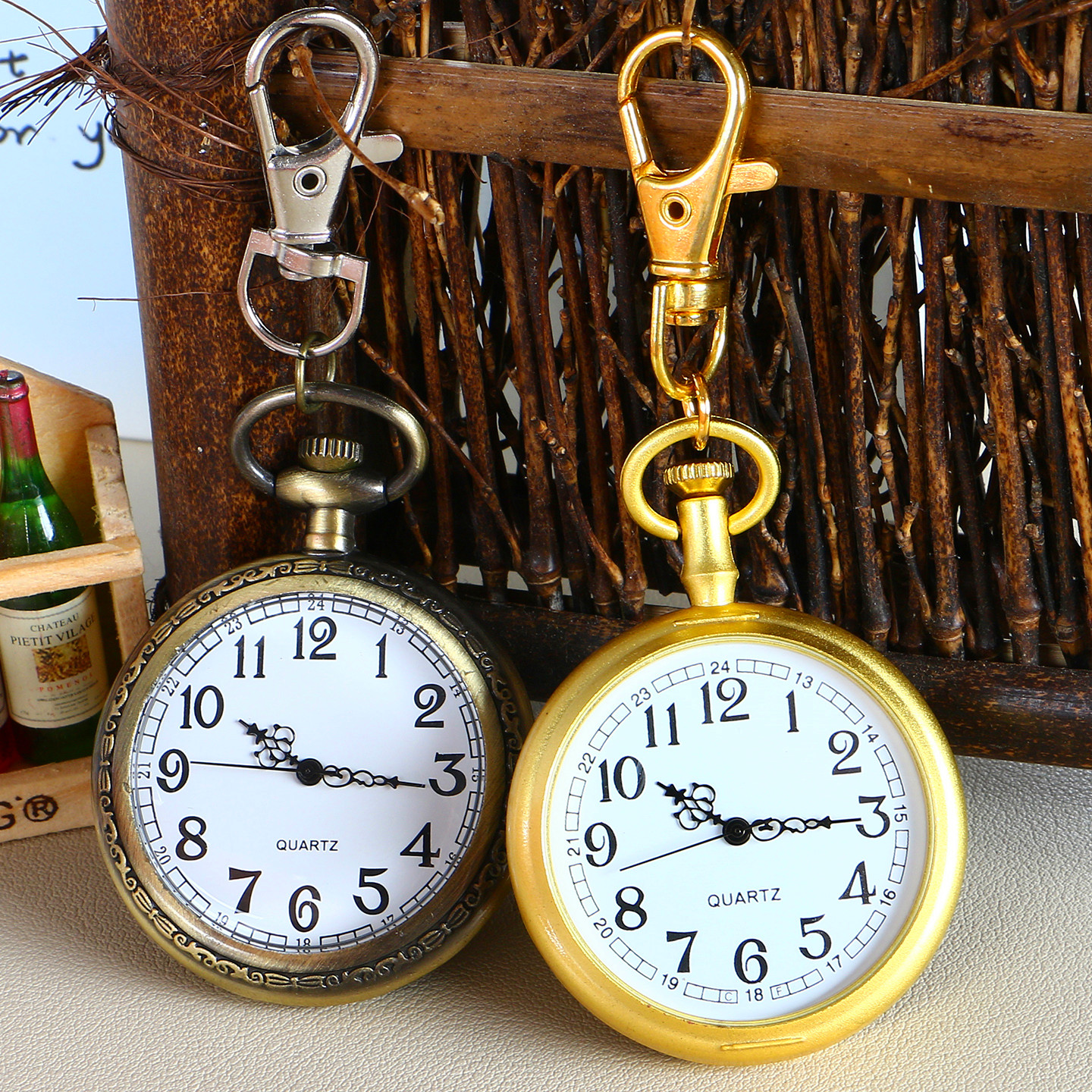 怀表男款老年人大数字表盘无盖电子表钥匙扣学生考试挂表防水简约