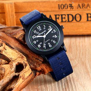 帆布带儿童石英电子手表指针式男孩男童初中小学生潮流青少年防水