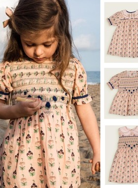 【Joanna麻麻】Bachaa女童春夏复古打揽刺绣印花连衣裙背心裙