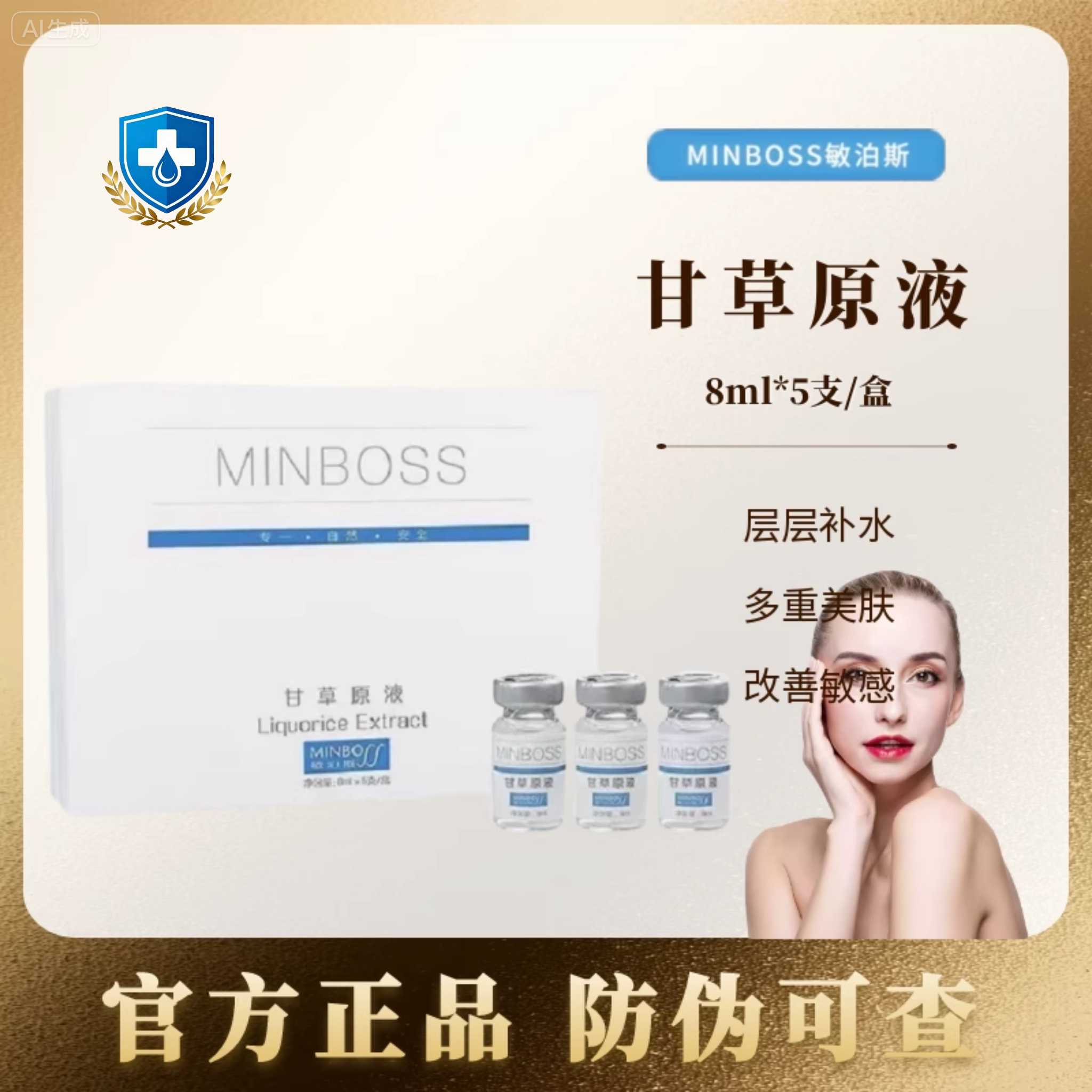 敏泊斯甘草原液深入补水调理肌底受损屏障细胞细腻肤质MINBOSS