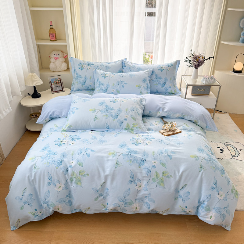 青少年学生宿舍专用四件套全棉印花床笠被套单人寝室床上用品
