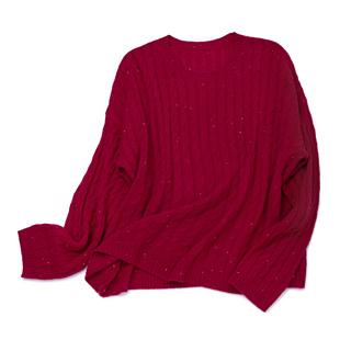 LEMAER乐玛尔 华彩映象系列【绯光织锦】100%山羊绒金丝亮片套衫