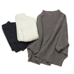 LEMAER乐玛尔 法单100%CASHMERE正反针&立领设计山羊绒蝙蝠套衫