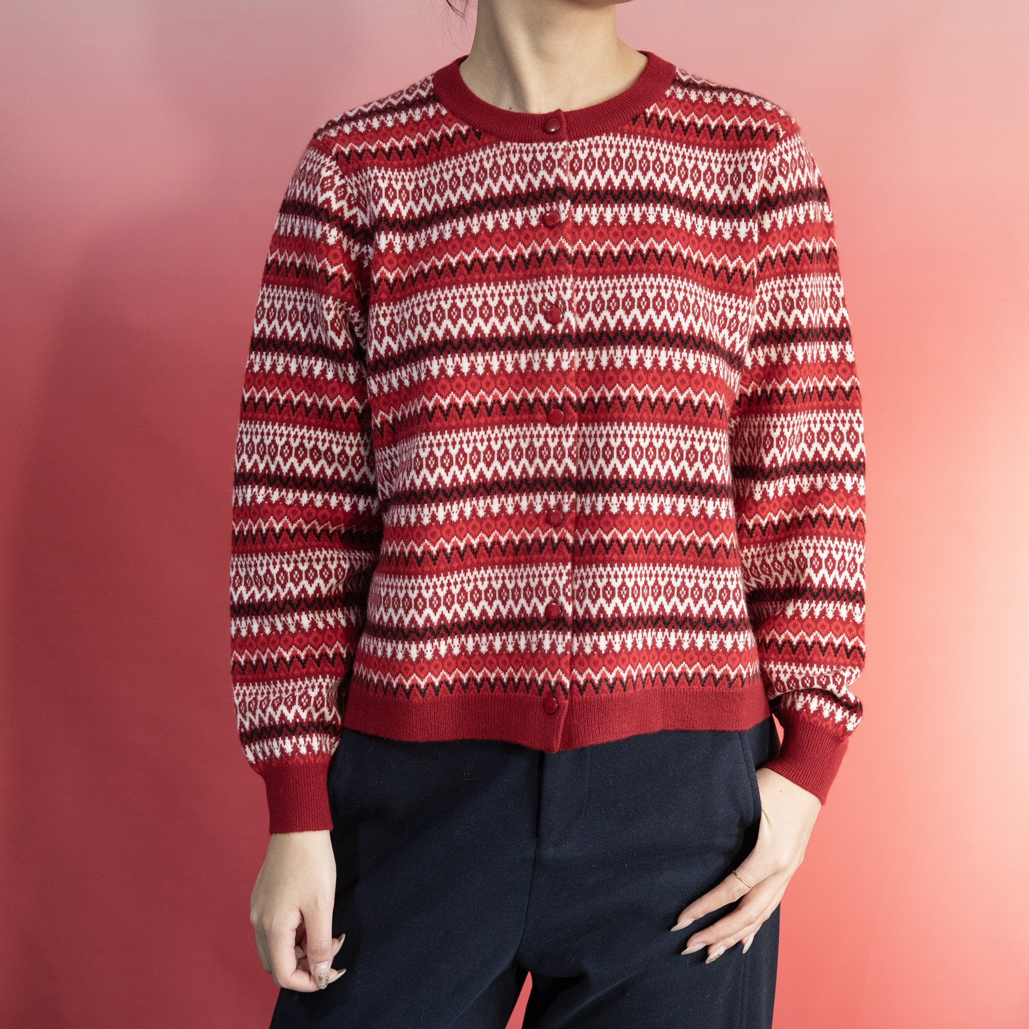 LEMAER乐玛尔 法单100CASHMERE新年红色费尔岛提花保暖针织羊绒衫,女装/女士精品,毛针织衫,淘宝优惠券,粉丝福利购,淘宝优惠卷