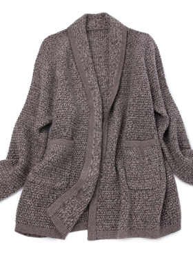 LEMAER乐玛尔 法国客户100%CASHMERE麦穗纹针织简约休闲羊绒外套