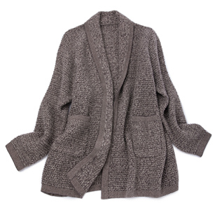 LEMAER乐玛尔 法国客户100%CASHMERE麦穗纹针织简约休闲羊绒外套