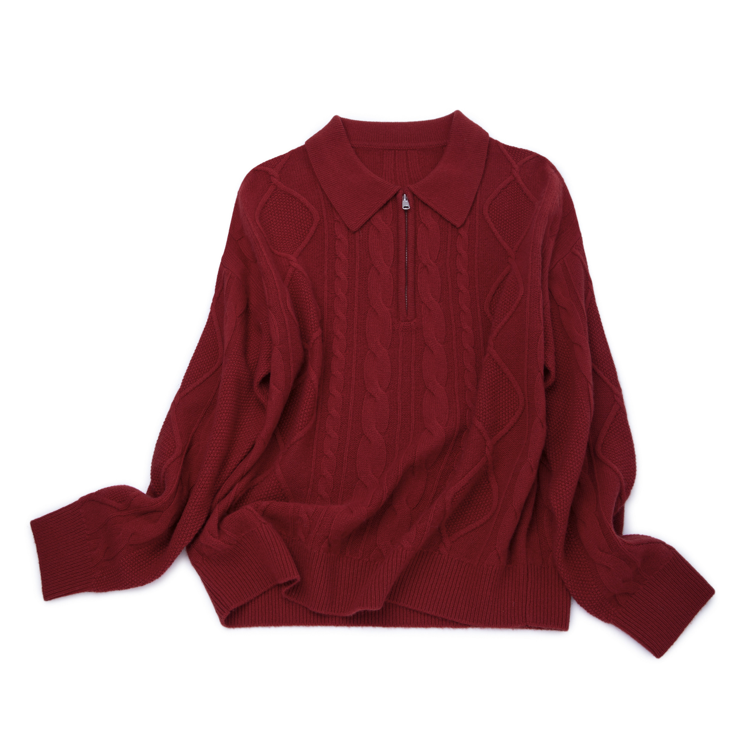 LEMAER乐玛尔 意大利定制100%CASHMERE半拉链翻领绞花女士羊绒衫,女装/女士精品,羊绒衫,淘宝优惠券,粉丝福利购,淘宝优惠卷