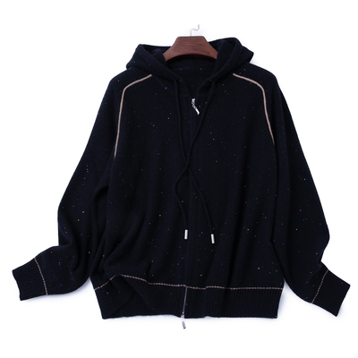 LEMAER乐玛尔 法单100CASHMERE 特种纱重磅双拉链连帽保暖羊绒衫