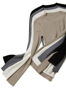精纺羊绒打底套衫 LEMAER乐玛尔 欧单CASHMERE圆领抽条&纯色基础款