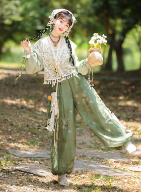 凤台曲原创汉服小师妹唐背子圆领衫灯笼裤改良汉元素国风汉服女款