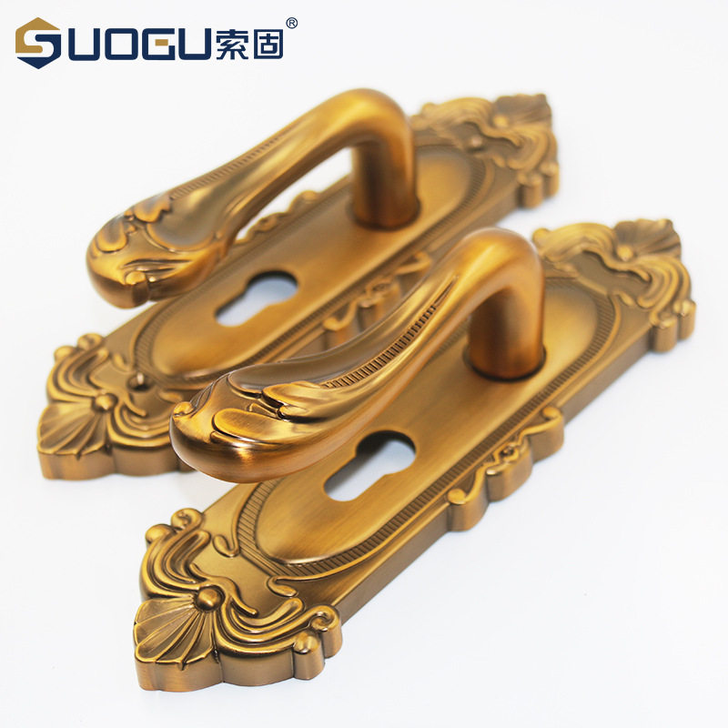 索固五金欧式房门锌合金门锁静音实木门面板锁黄古红古铜锁双舌锁