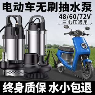 无刷直流潜水泵48v60v72v电动车电瓶车专用抽水泵小型农用灌溉机