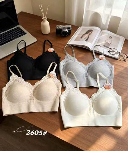 正品worldveve2605秋冬新款蕾丝v领美背内衣女固定杯抹胸罩文胸