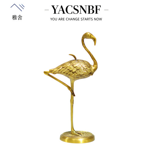 YAS雅舍高档新中式仙鹤黄铜摆件