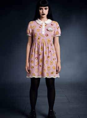 美单日漫宫崎骏魔女宅急便周边摇滚街头娃娃领dollskill连衣裙