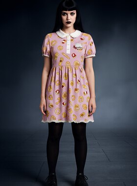 美单日漫宫崎骏魔女宅急便周边摇滚街头娃娃领dollskill连衣裙