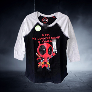 美单漫*威M*ARVEL周边双面穿插肩七分袖摇滚朋克街头t恤