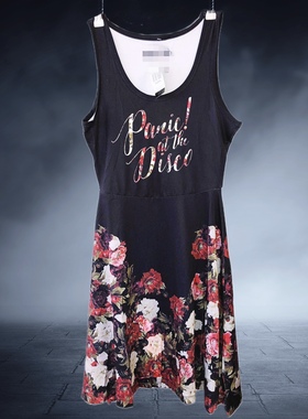 原的panic！at the disco美国摇滚乐队弹力高腰背心玫瑰连衣裙