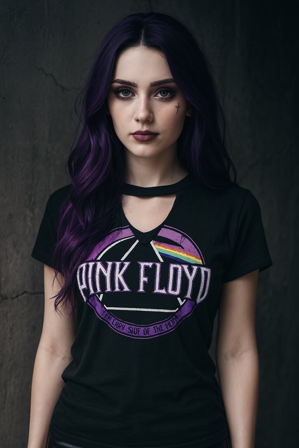美单pink floyd平克弗洛伊德乐队摇滚朋克迷幻街头v领辣妹颈带T恤