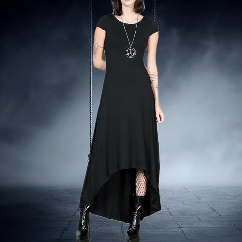 原的KS杀星暗黑哥特亚文化摇滚朋克修身短袖超长款柔软街头连衣裙