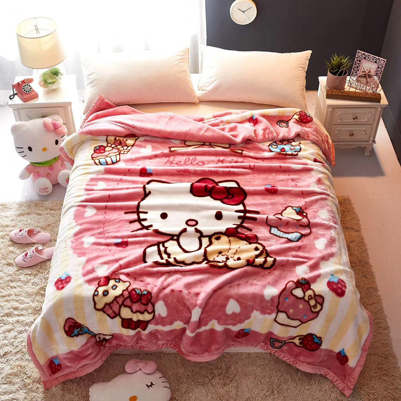 hellokitty winter thickening double-deck Raschel Blanket children Cartoon kt keep warm Coral carpet Blanketin the Bedclothes , Leisure blanket/Woolen blanket/Carpet  category - from Buy2taobao.com to provide professional Taobao agent buy service
