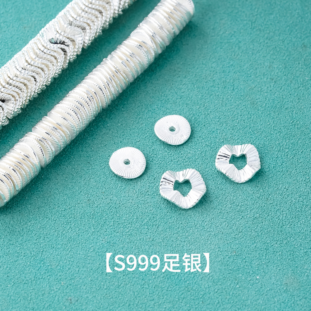 s999纯银波浪水波纹足银隔片垫片水晶手串编手绳项链手工diy配件
