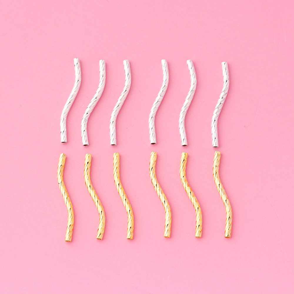 车花弯管闪管银管S925纯银镀黄金DIY手工手脚链串珠管配件材料,饰品/流行首饰/时尚饰品新,弯管,淘宝优惠券,粉丝福利购,淘宝优惠卷